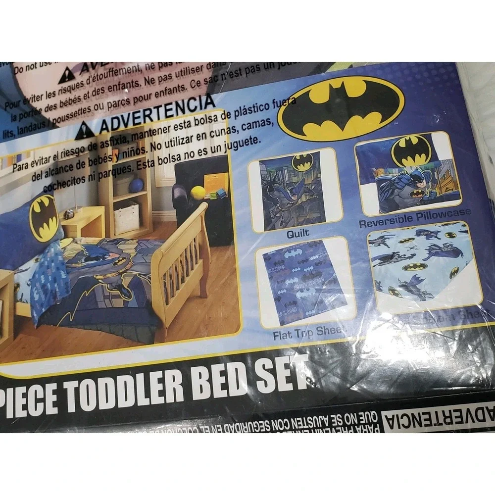 Batman Toddler 4-Piece Bed Set Microfiber Quilt Sheets Pillowcase Bedding decor